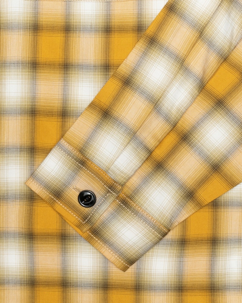 Mustard Stussy Eddie Plaid Zip Men's Shirts | ZGL-675093