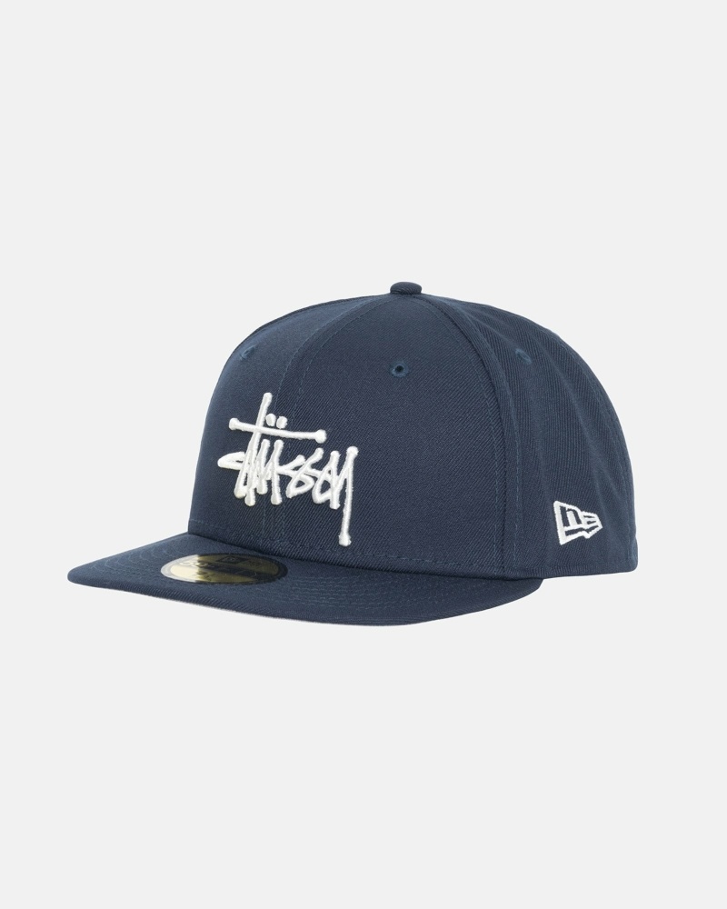 Navy Stussy Authentic New Era Men's Caps | AMJ-138947