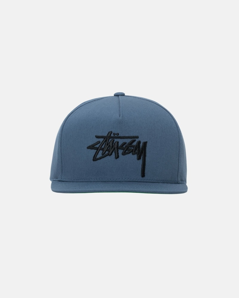 Navy Stussy Big Stock Point Crown Men\'s Caps | DWO-768154