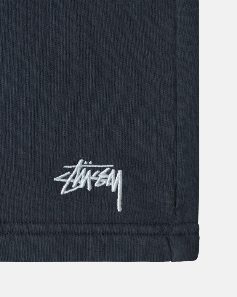 Navy Stussy Overdyed Stock Logo Sweat Men's Shorts | YEM-692857