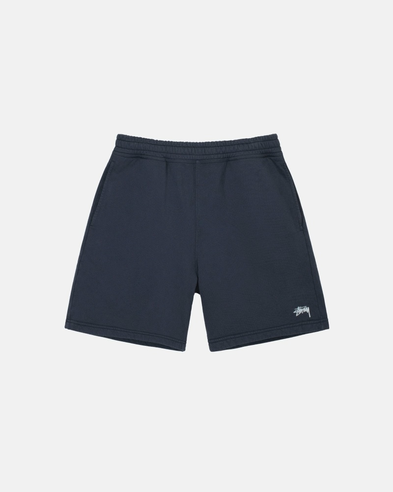 Navy Stussy Overdyed Stock Logo Sweat Men\'s Shorts | YEM-692857