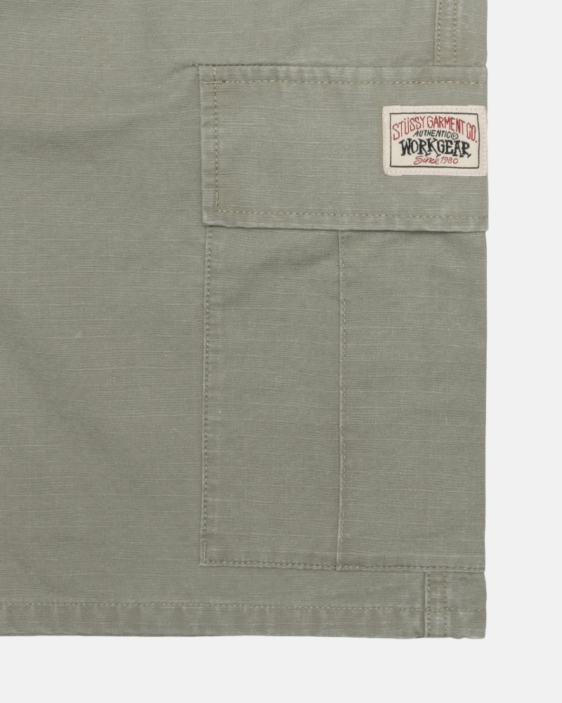 Olive Stussy Ripstop Cargo Men's Shorts | YEM-842795