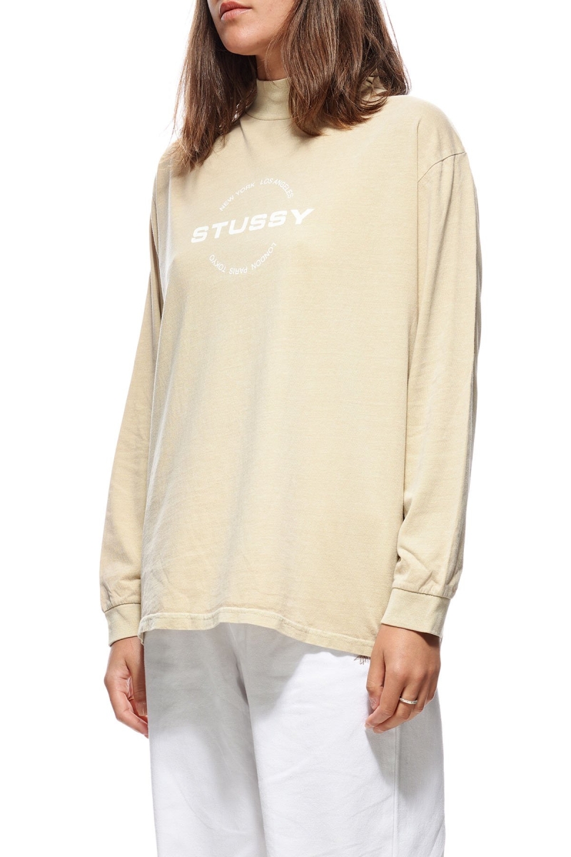 Orange Stussy Circles Mock Neck LS OS Women's Sweatshirts | CGT-138265