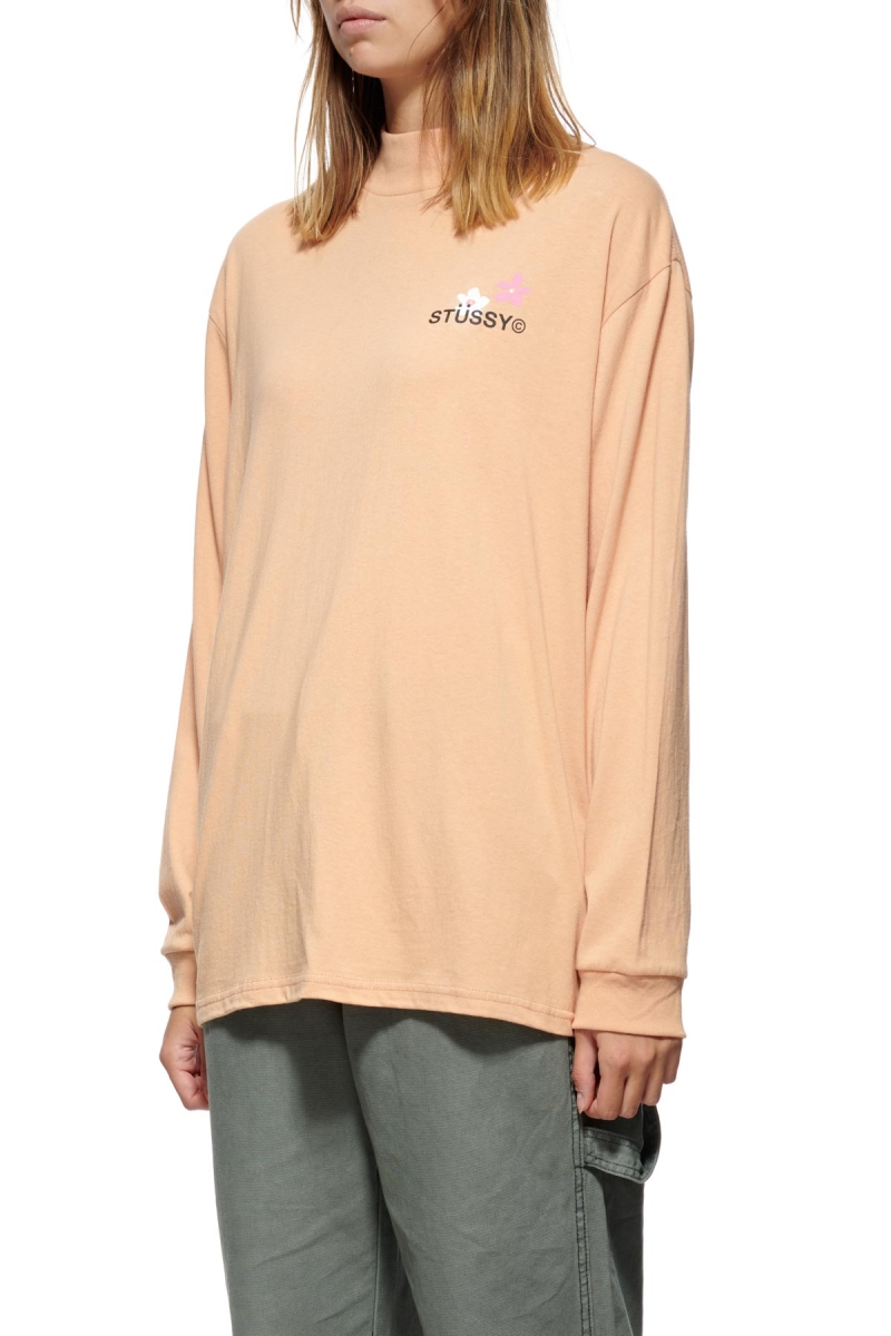 Orange Stussy City Flower Mock Neck LS Women's Sweatshirts | JHT-430928