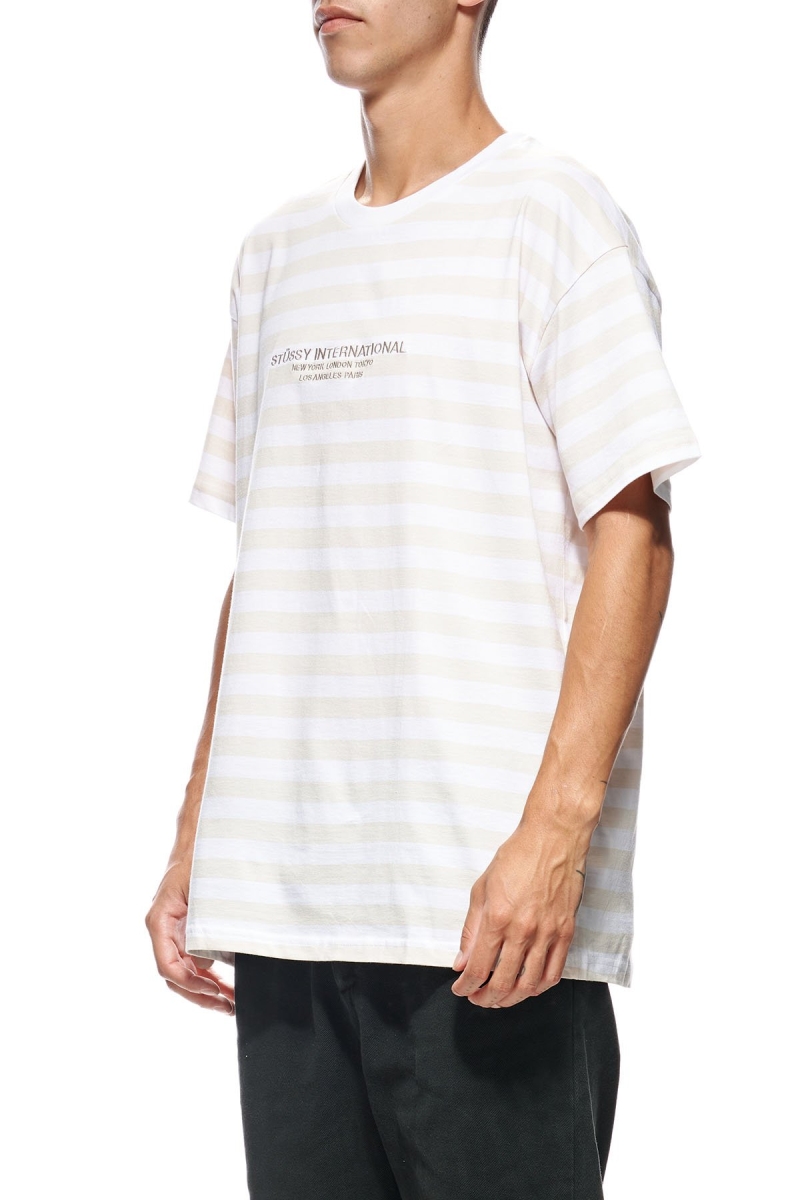 Orange Stussy International Stripe SS Men's T Shirts | PVJ-105638