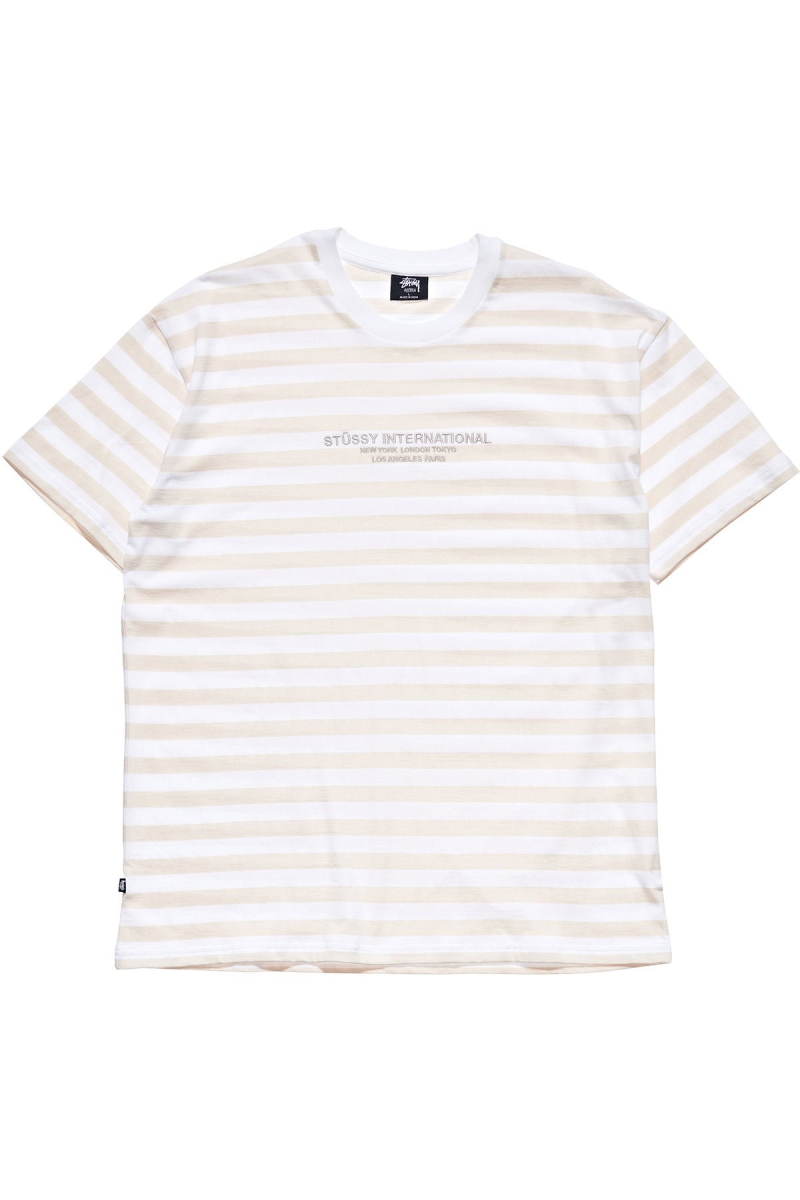 Orange Stussy International Stripe SS Men\'s T Shirts | PVJ-105638