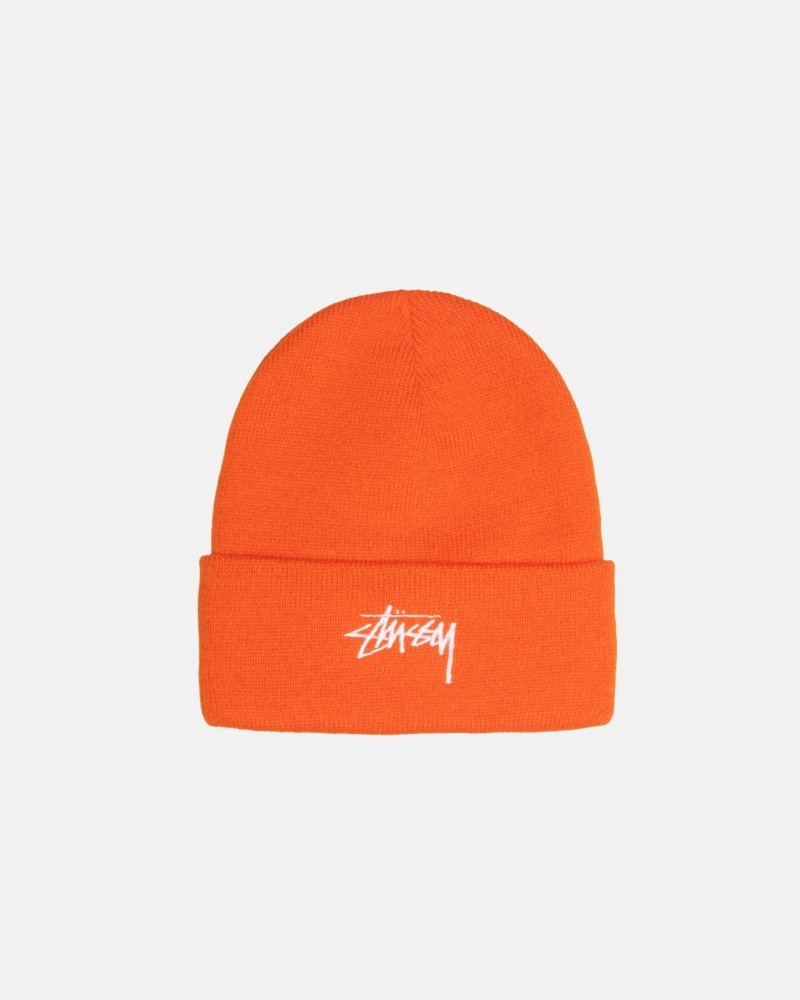 Orange Stussy Stock Cuff Men\'s Beanie | IRX-329158