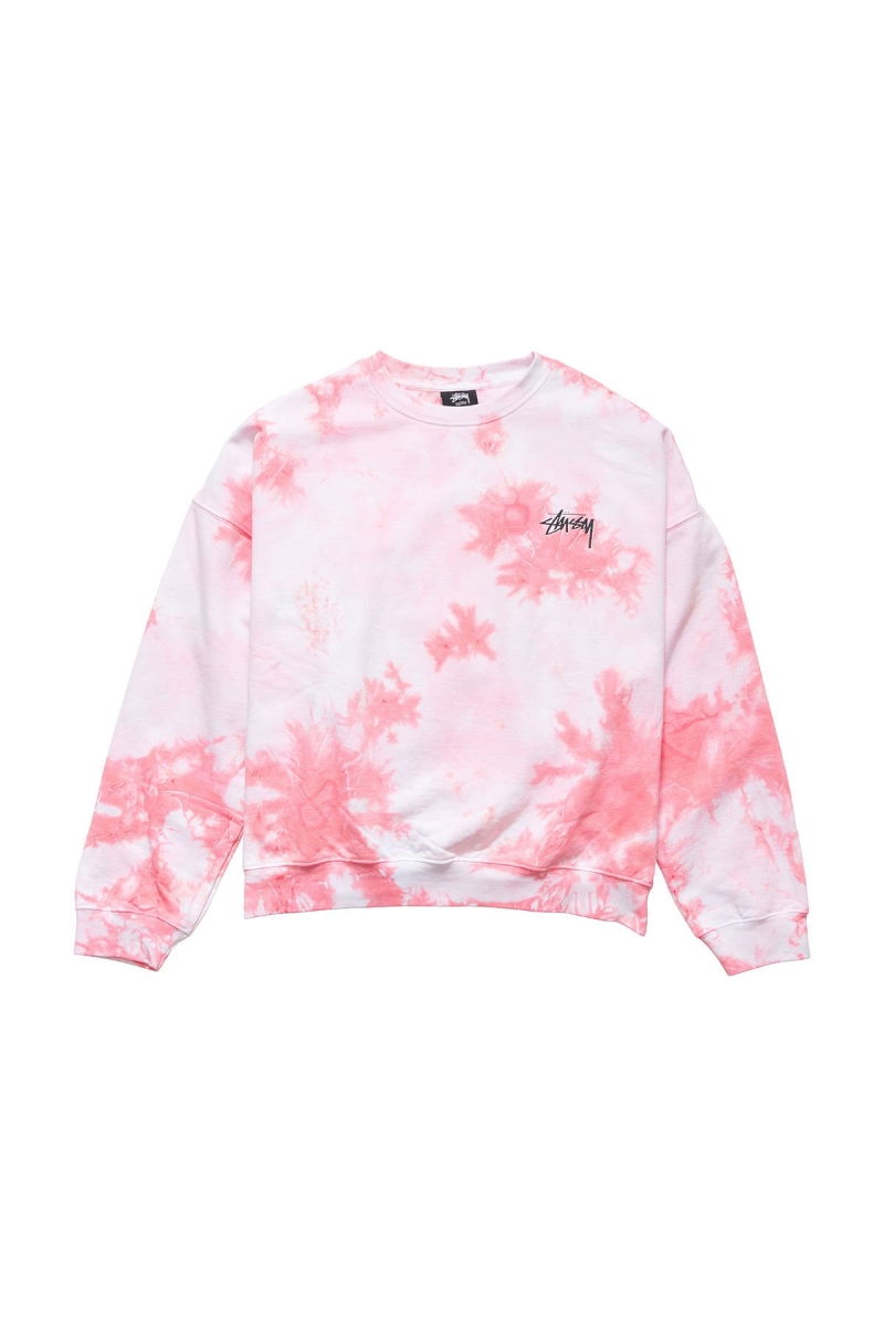 Pink Stussy Avalon Tie Dye Crew Women\'s Sweaters | GQU-260394