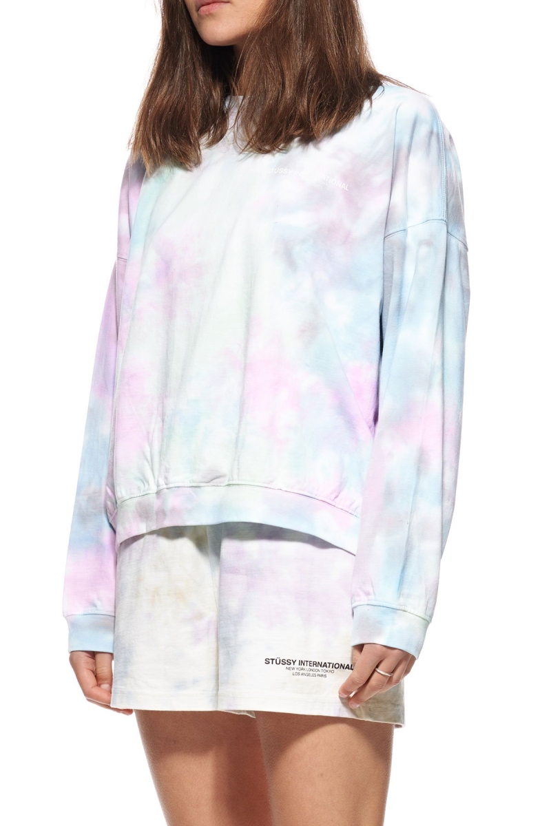 Pink Stussy Breeze Tie Dye Crew Women's Sportswear | KEH-810436