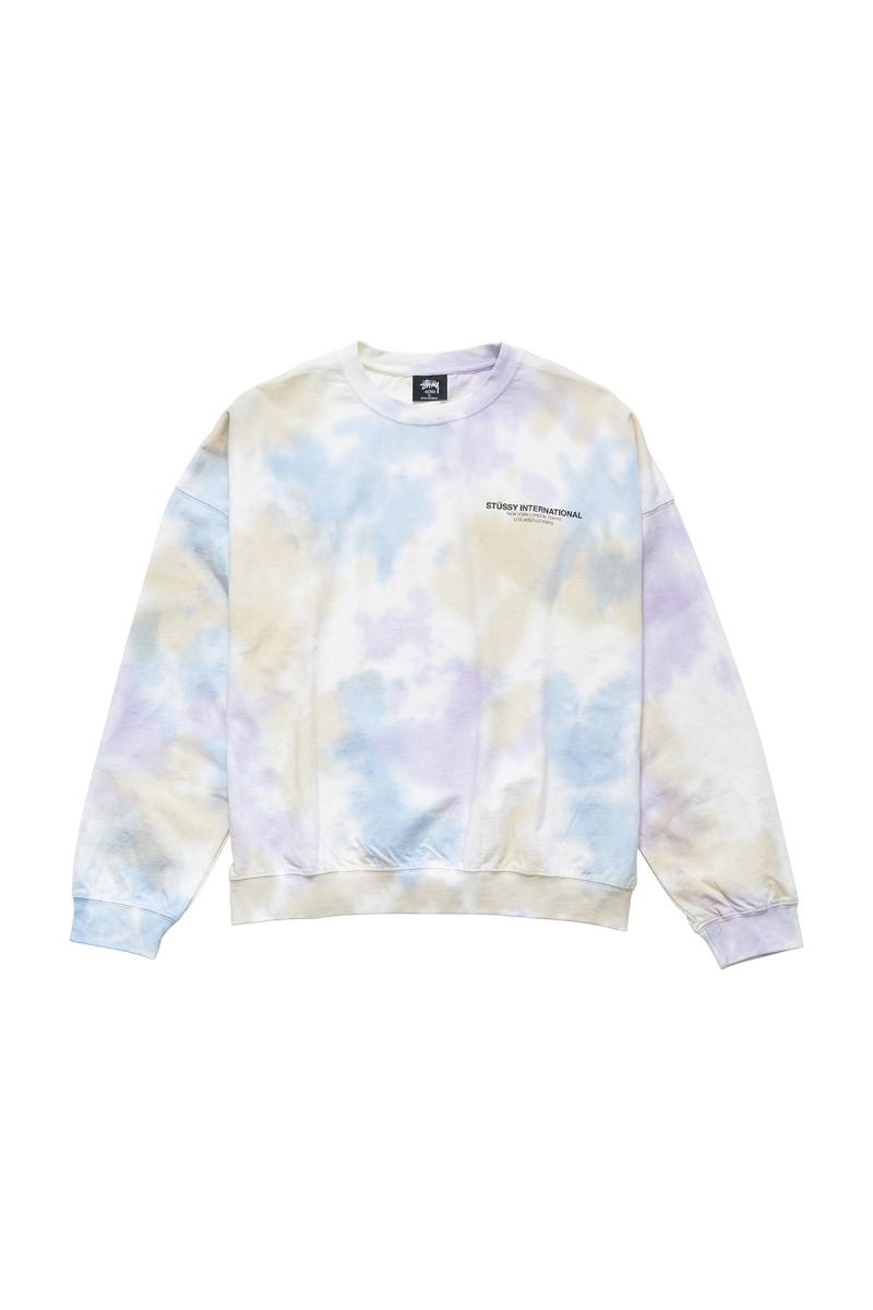 Pink Stussy Breeze Tie Dye Crew Women\'s Sportswear | KEH-810436