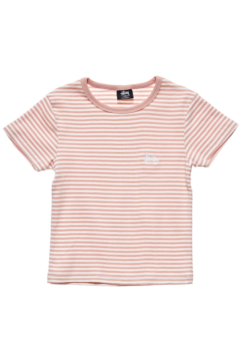 Pink Stussy Hyde Stripe Rib Women\'s T Shirts | YOZ-396478