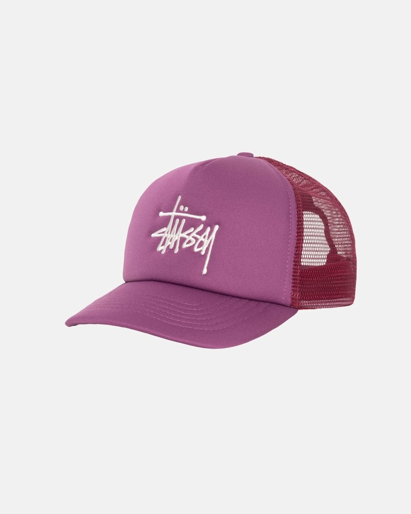 Purple Stussy Big Basic Trucker Men's Caps | YGB-893761