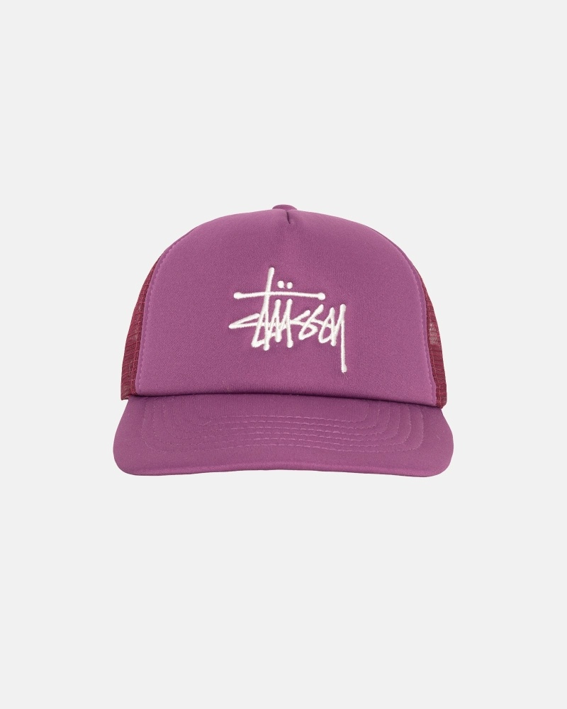 Purple Stussy Big Basic Trucker Men\'s Caps | YGB-893761