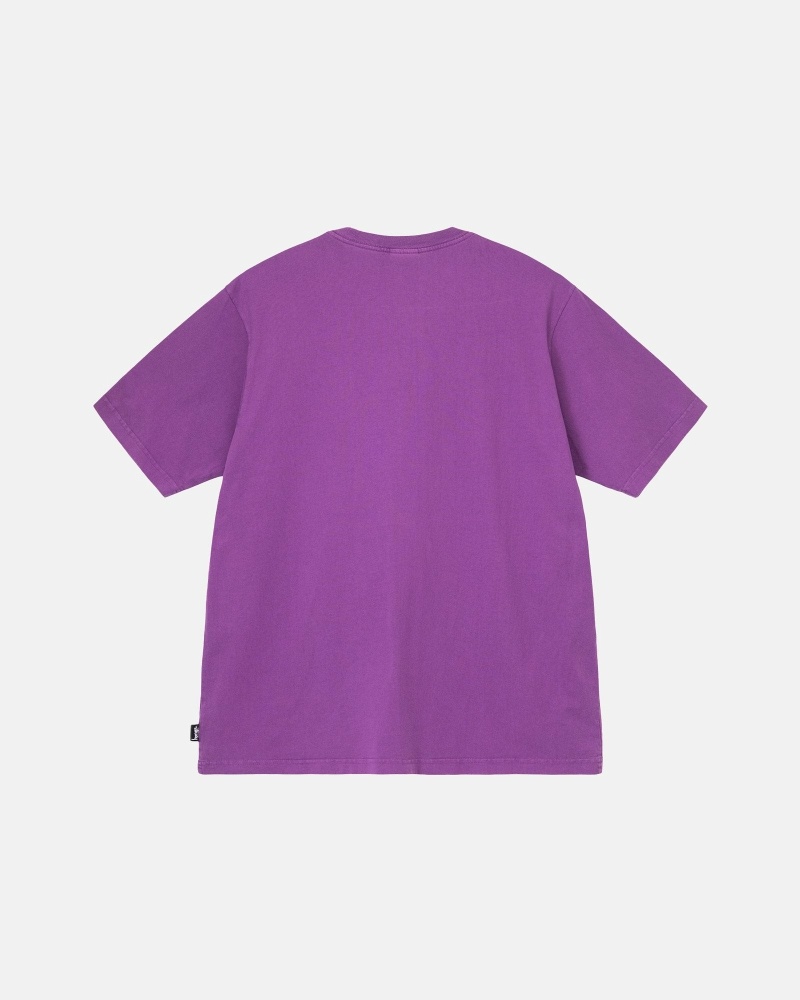 Purple Stussy Heavyweight Pigment Dyed Crew Men's T Shirts | OBR-870356