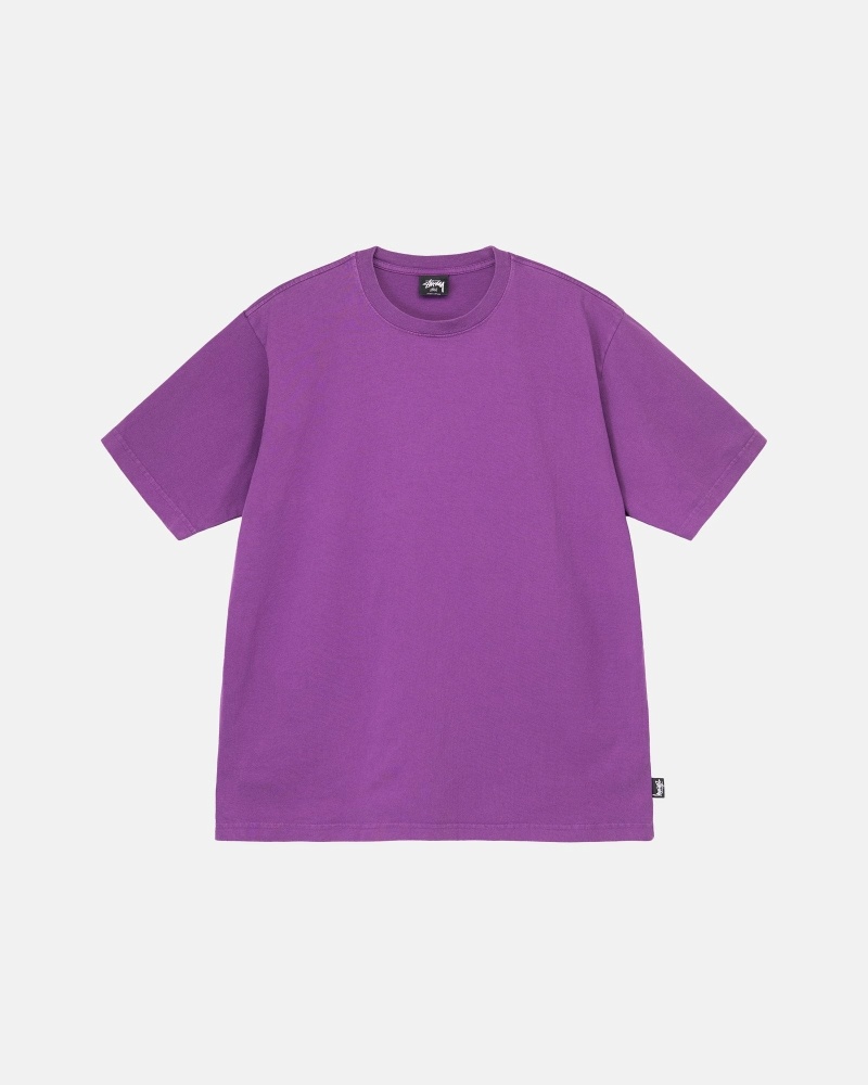 Purple Stussy Heavyweight Pigment Dyed Crew Men\'s T Shirts | OBR-870356