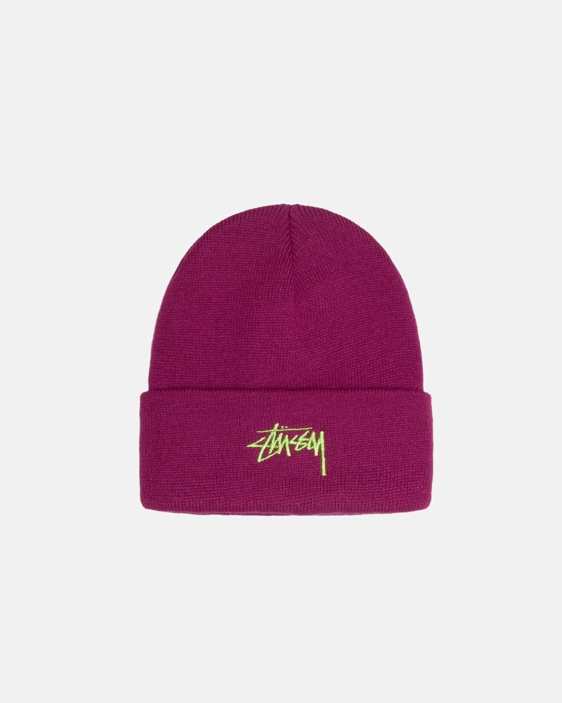 Purple Stussy Stock Cuff Men\'s Beanie | BGY-062147