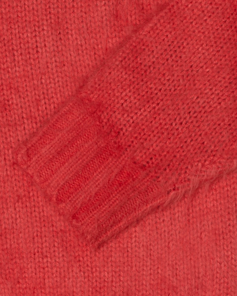 Red Stussy Brushed Cardigan Men's Knit Sweater | TJS-029386