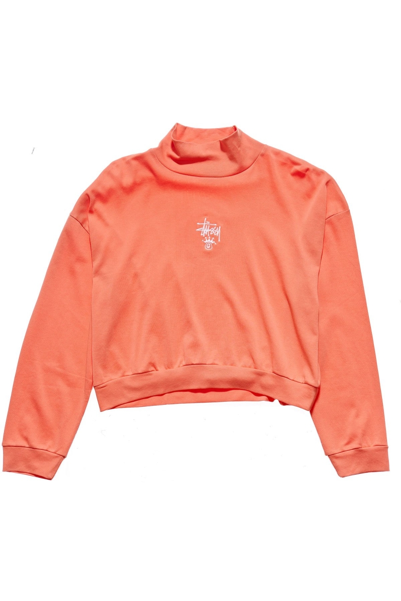 Red Stussy Ellen Rib Turtleneck Women\'s Sweatshirts | JHM-462930