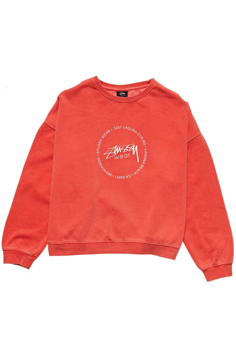 Red Stussy Laguna Overdyed Marle Crew Women\'s Sweaters | GJQ-863945