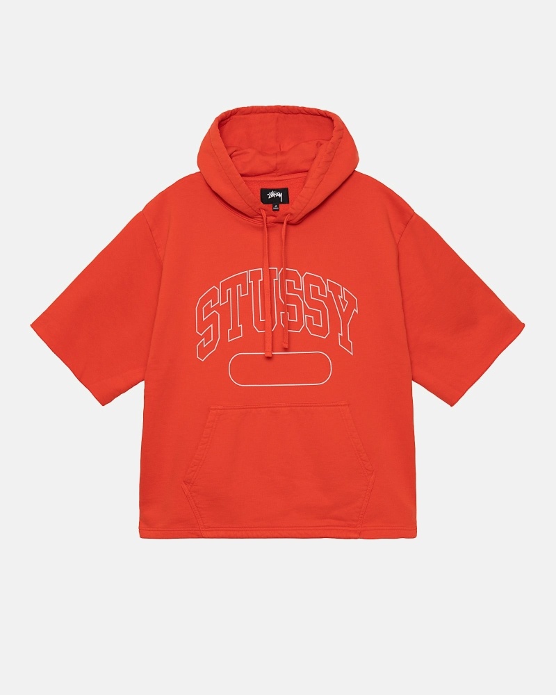 Red Stussy Ss Boxy Cropped Men\'s Hoodies | MPT-607215