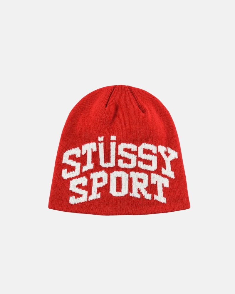 Red Stussy Stussy Sport Jacquard Skullcap Men\'s Hats | CJK-864392