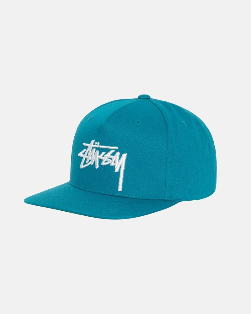 Turquoise Stussy Big Stock Point Crown Men's Caps | TVA-605781