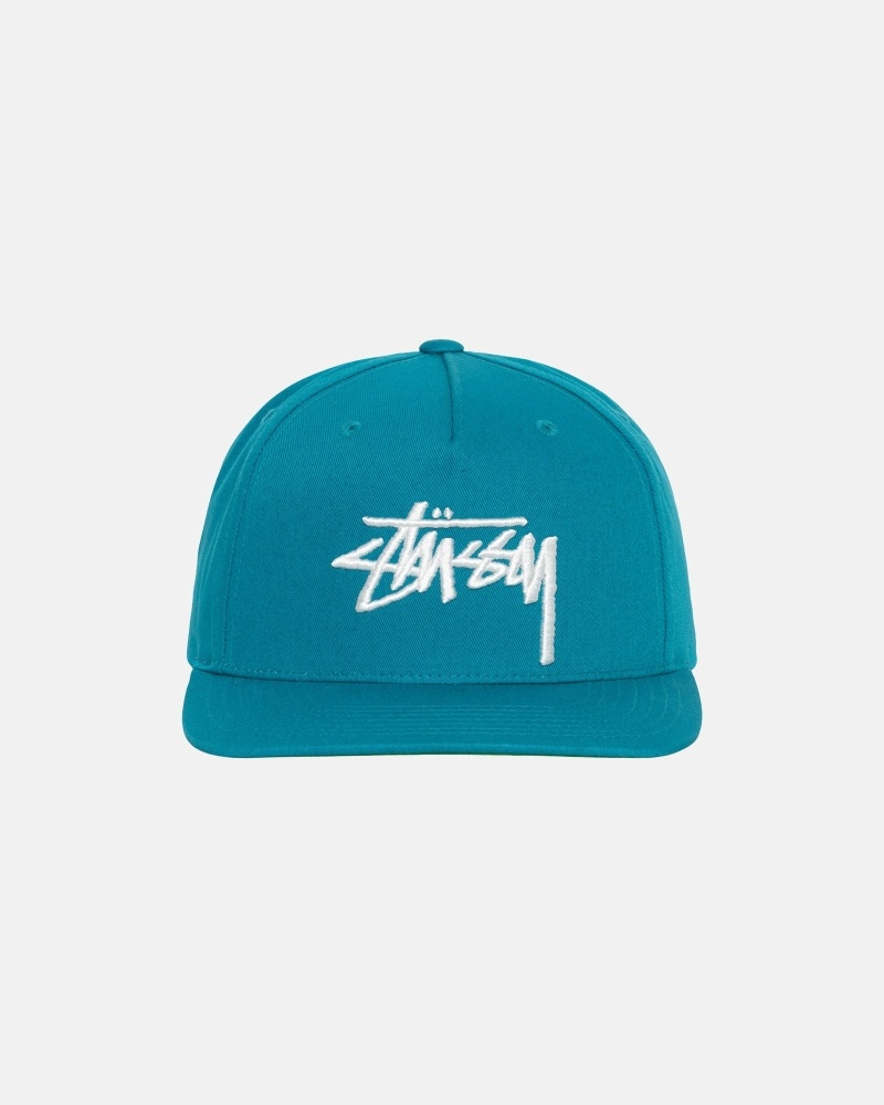 Turquoise Stussy Big Stock Point Crown Men\'s Caps | TVA-605781