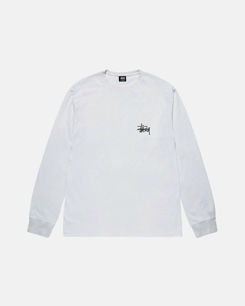 White Stussy Basic Ls Men's T Shirts | LKZ-259380