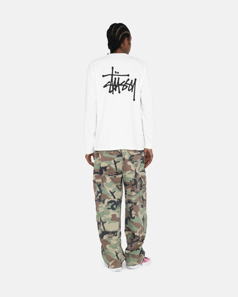 White Stussy Basic Ls Men's T Shirts | LKZ-259380