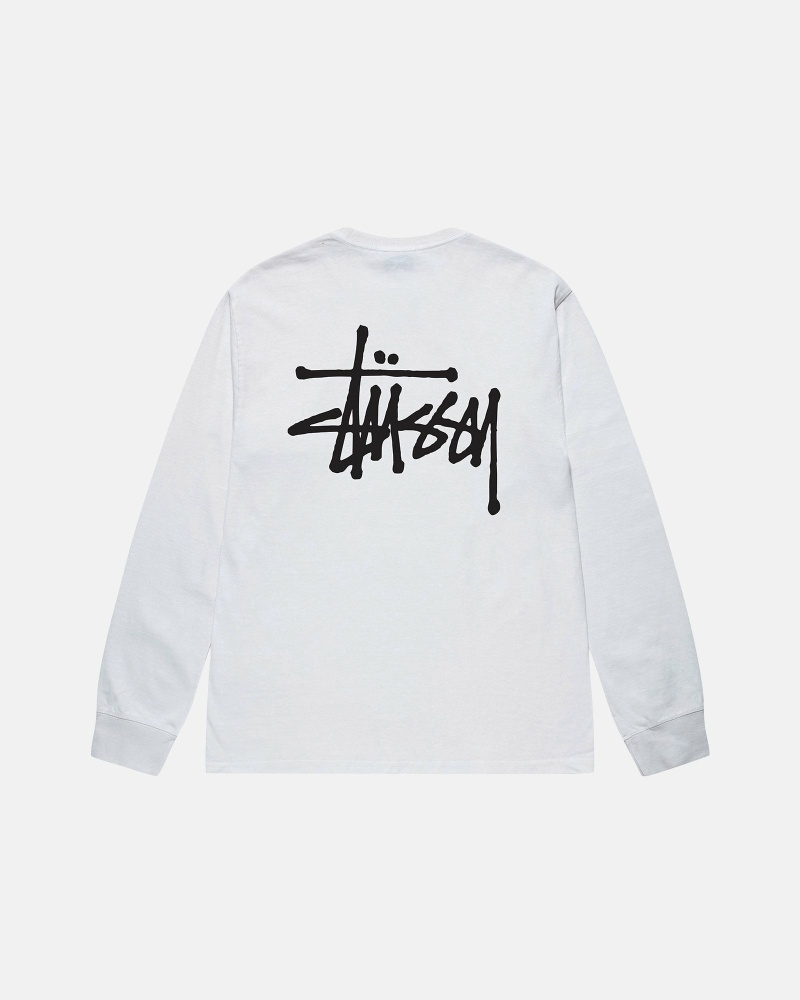 White Stussy Basic Ls Men\'s T Shirts | LKZ-259380