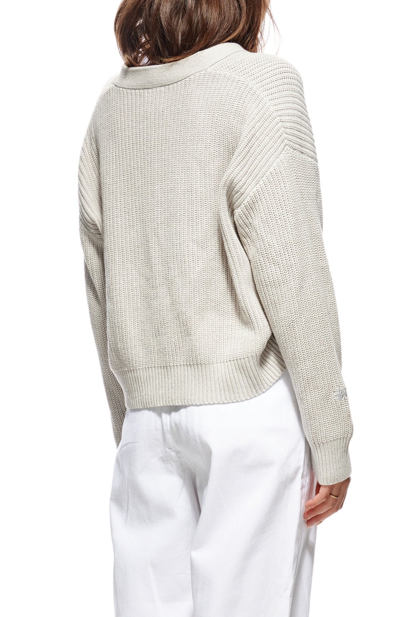 White Stussy Benton Oversize Cardy Women's Sweaters | LUC-763298