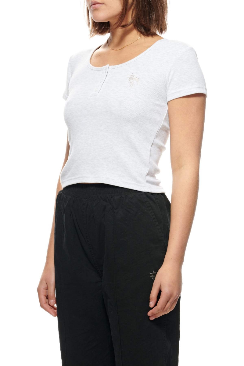 White Stussy Berk Scoop Neck Women's T Shirts | CNX-376925