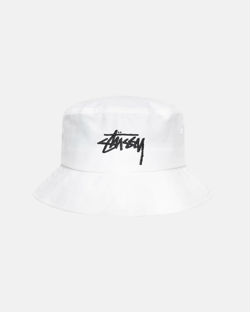 White Stussy Big Stock Men\'s Bucket Hats | JNM-347059