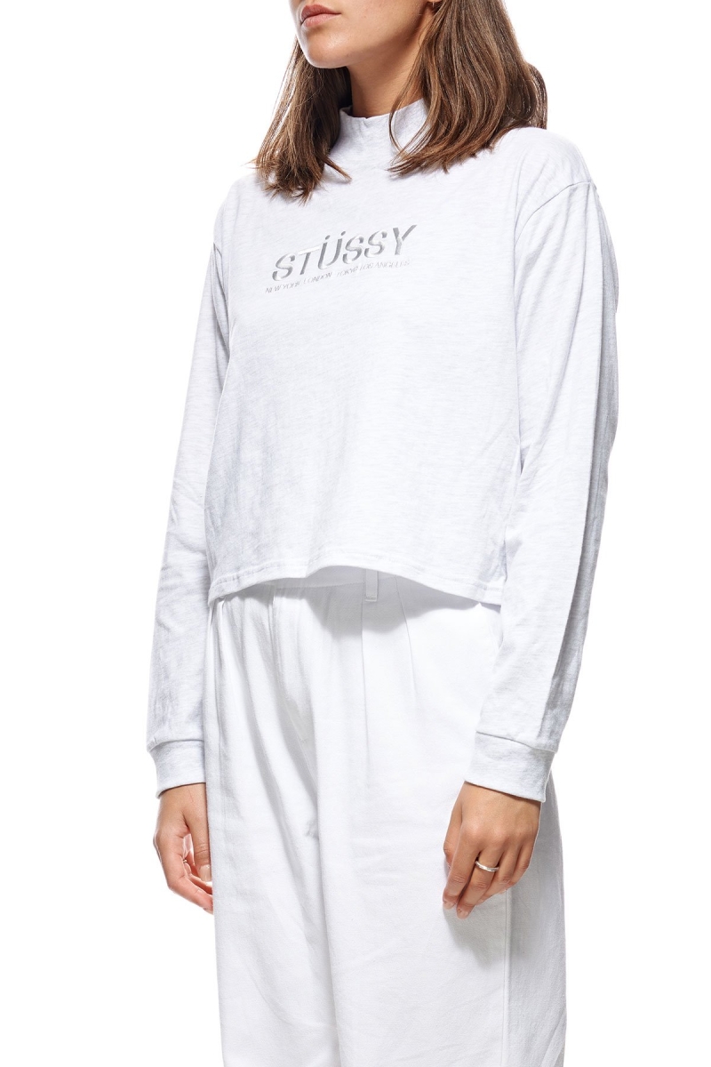 White Stussy Chandler Mock Neck LS Women's Sweatshirts | NIY-148750