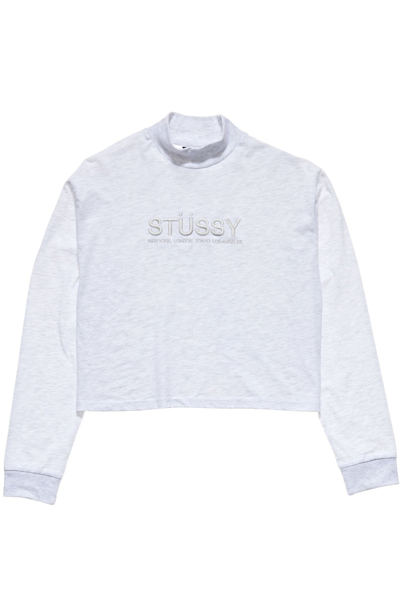 White Stussy Chandler Mock Neck LS Women\'s Sweatshirts | NIY-148750