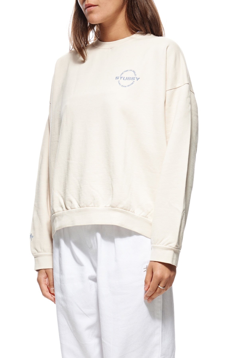 White Stussy City Circle OS Crew Women's Sweaters | EUK-524708