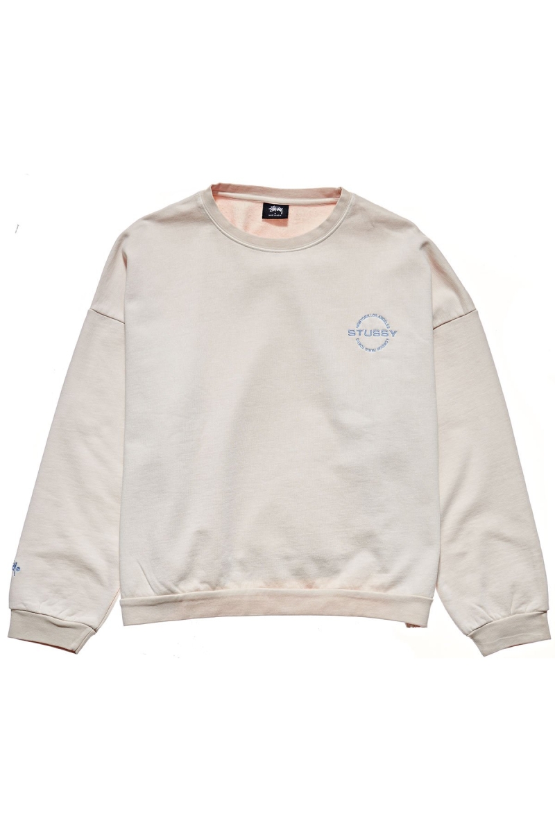 White Stussy City Circle OS Crew Women\'s Sweaters | EUK-524708