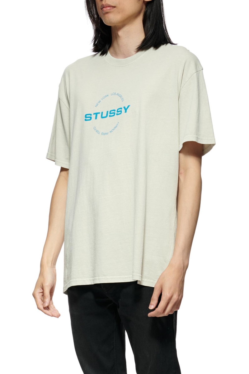 White Stussy City Circle SS Men's T Shirts | VDT-627510