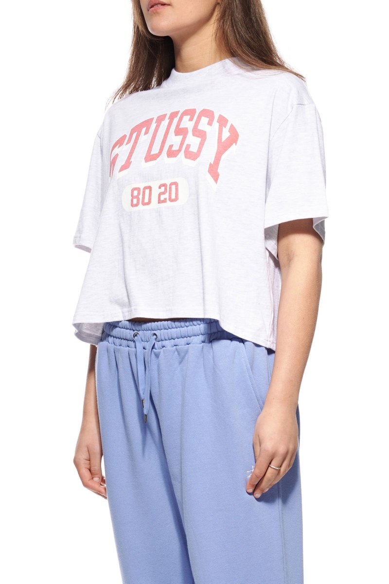 White Stussy College Boxy Women's T Shirts | IEC-391827