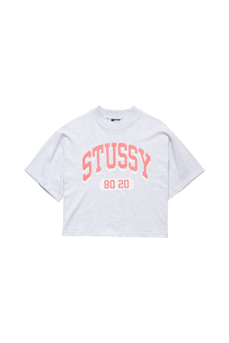 White Stussy College Boxy Women\'s T Shirts | IEC-391827