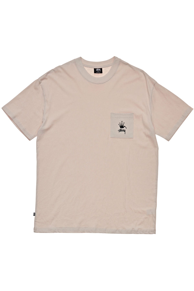 White Stussy Crown Pocket SS Men\'s T Shirts | PIM-972041