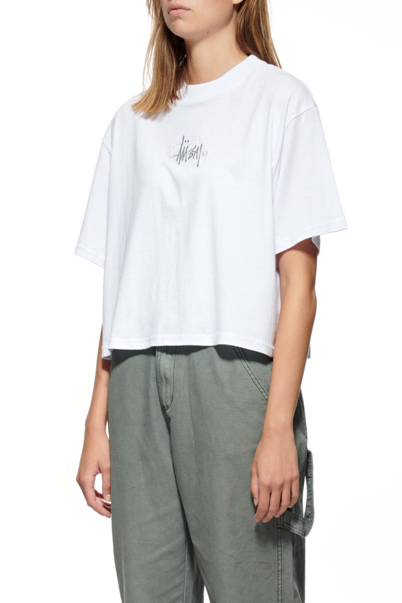 White Stussy Graffiti Boxy Women's T Shirts | YLG-250619