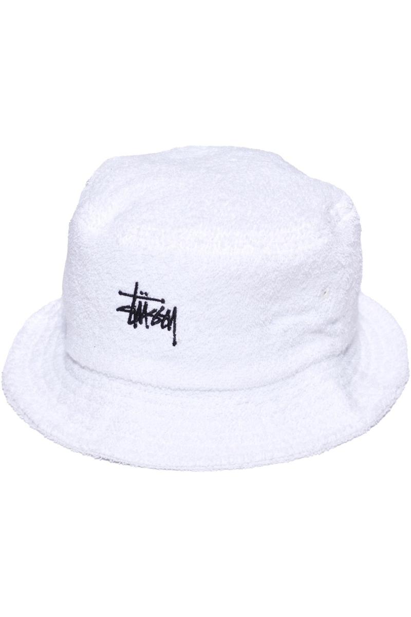 White Stussy Graffiti Terry Bucket Men\'s Hats | ZNG-764258