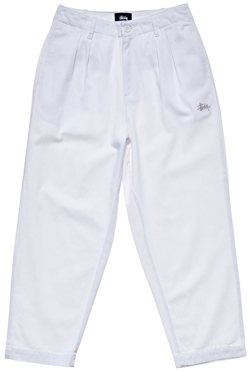 White Stussy Harlan Cropped Pleat Women\'s Pants | NRA-814527
