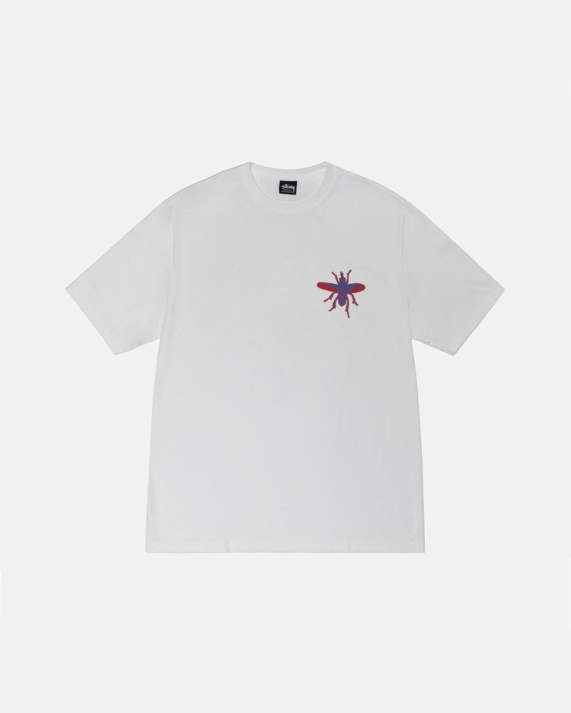 White Stussy Housefly Men's T Shirts | KGN-637598