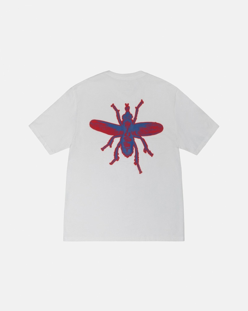 White Stussy Housefly Men\'s T Shirts | KGN-637598