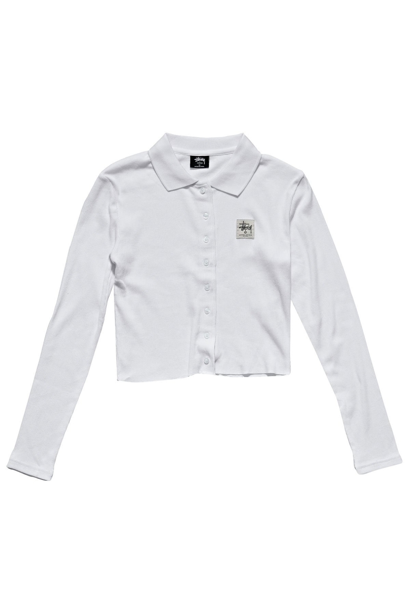 White Stussy Markham Rib LS Shirt Women\'s Sweatshirts | NLP-216357