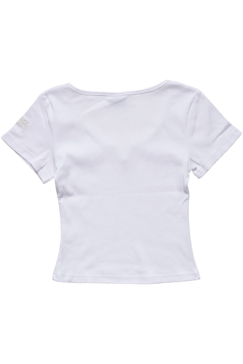White Stussy Mission Rib Insert Women's T Shirts | YKA-195428