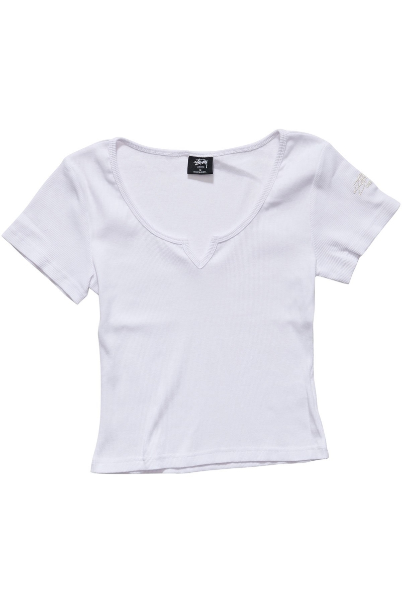 White Stussy Mission Rib Insert Women\'s T Shirts | YKA-195428