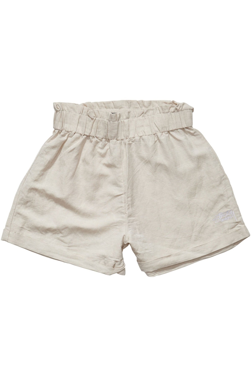 White Stussy Shoreline Linen Beach Short Women\'s Shorts | ZAG-316987